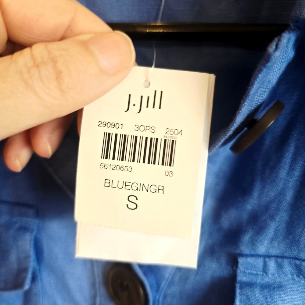 J. Jill Love linen blue shirt dress nwt size small - Picture 4 of 4